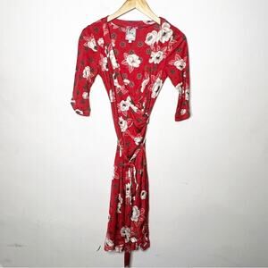 SZ S Yoana Barashi Wrap Floral Red & White Dress